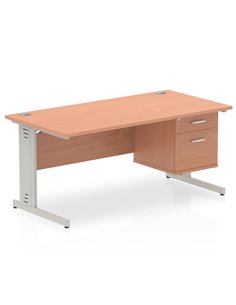Dynamic Impulse 1600 x 800mm Straight Office Desk Beech Top Cable Managed 1 x 2 Drawer Fixed Pedestal MI001770 2