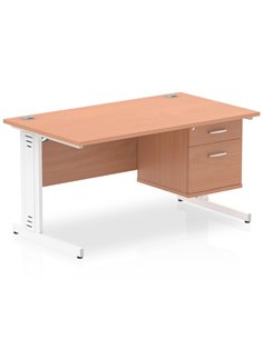 Dynamic Impulse 1400 x 800mm Straight Office Desk Beech Top Cable Managed 1 x 2 Drawer Fixed Pedestal MI001773 2