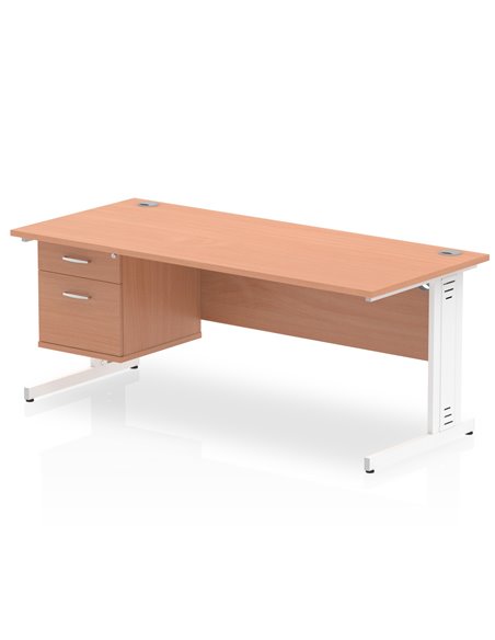 Dynamic Impulse 1800 x 800mm Straight Office Desk Beech Top Cable Managed 1 x 2 Drawer Fixed Pedestal MI001775 - pic 74181 | FastDaddyshop