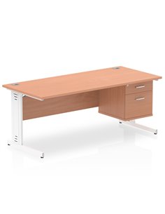 Dynamic Impulse 1800 x 800mm Straight Office Desk Beech Top Cable Managed 1 x 2 Drawer Fixed Pedestal MI001775 2