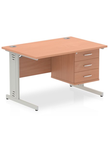 Dynamic Impulse 1200 x 800mm Straight Office Desk Beech Top Cable Managed 1 x 3 Drawer Fixed Pedestal MI001776 - pic 74184 | FastDaddyshop