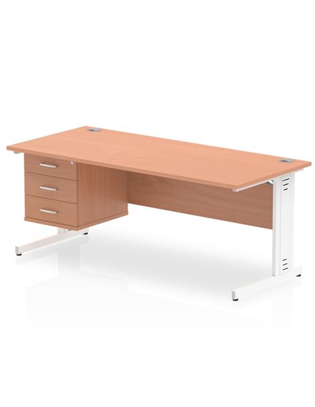 Dynamic Impulse 1800 x 800mm Straight Office Desk Beech Top Cable Managed 1 x 3 Drawer Fixed Pedestal MI001783 - pic 74197 | FastDaddyshop