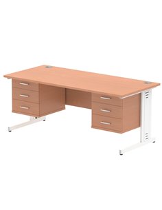 Dynamic Impulse 1800 x 800mm Straight Office Desk Beech Top Cable Managed 2 x 3 Drawer Fixed Pedestal MI001799