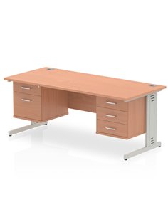 Dynamic Impulse 1800 x 800mm Straight Office Desk Beech Top Cable Managed 1 x 2 Drawer 1 x 3 Drawer Fixed Pedestal MI001803