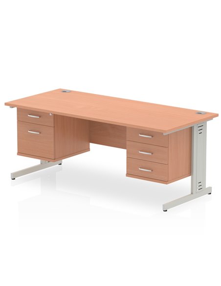 Dynamic Impulse 1800 x 800mm Straight Office Desk Beech Top Cable Managed 1 x 2 Drawer 1 x 3 Drawer Fixed Pedestal MI001803 - pic 74209 | FastDaddyshop
