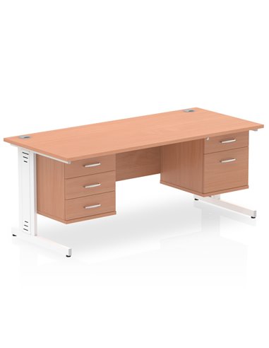 Dynamic Impulse 1800 x 800mm Straight Office Desk Beech Top Cable Managed 1 x 2 Drawer 1 x 3 Drawer Fixed Pedestal MI001807