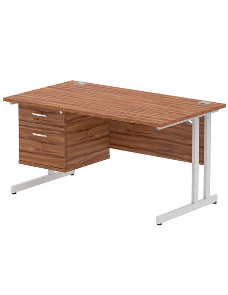 Dynamic Impulse 1400 x 800mm Straight Office Desk Walnut Top Cantilever 1 x 2 Drawer Fixed Pedestal MI001920 - pic 74223 | FastDaddyshop