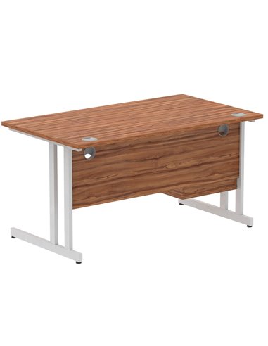 Dynamic Impulse 1400 x 800mm Straight Office Desk Walnut Top Cantilever 1 x 2 Drawer Fixed Pedestal MI001920