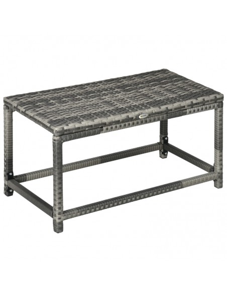 Outsunny Outdoor Rattan Coffee Table with Plastic Board Under the Full Woven Table Top, Mixed Grey - pic 7423 | FastDaddyshop