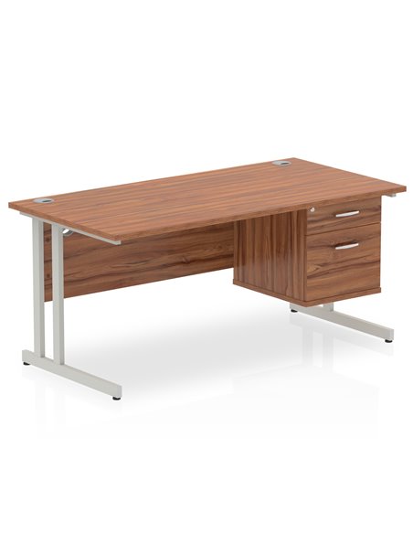 Dynamic Impulse 1600 x 800mm Straight Office Desk Walnut Top Cantilever 1 x 2 Drawer Fixed Pedestal MI001921 - pic 74232 | FastDaddyshop