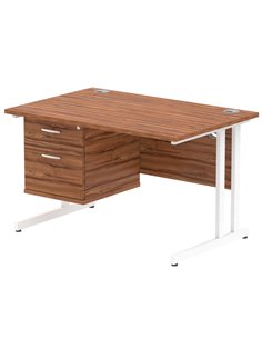Dynamic Impulse 1200 x 800mm Straight Office Desk Walnut Top Cantilever 1 x 2 Drawer Fixed Pedestal MI001923
