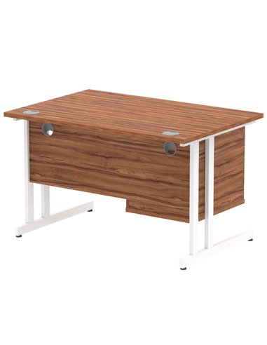 Dynamic Impulse 1200 x 800mm Straight Office Desk Walnut Top Cantilever 1 x 2 Drawer Fixed Pedestal MI001923