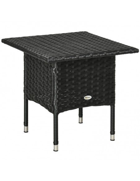 Outsunny Rattan Coffee Table with Plastic Board Under the Full Woven Table Top, Black - pic 7424 | FastDaddyshop