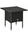 Outsunny Rattan Coffee Table with Plastic Board Under the Full Woven Table Top, Black