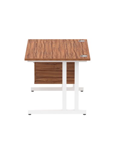 Dynamic Impulse 1200 x 800mm Straight Office Desk Walnut Top Cantilever 1 x 2 Drawer Fixed Pedestal MI001923