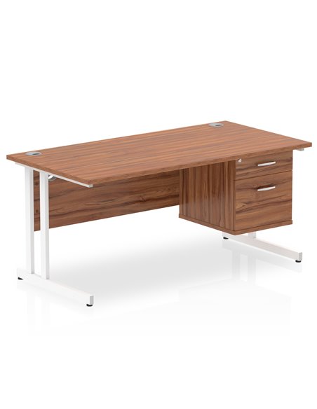 Dynamic Impulse 1600 x 800mm Straight Office Desk Walnut Top Cantilever 1 x 2 Drawer Fixed Pedestal MI001925 - pic 74252 | FastDaddyshop