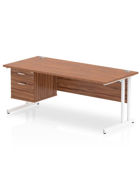 Dynamic Impulse 1800 x 800mm Straight Office Desk Walnut Top Cantilever 1 x 2 Drawer Fixed Pedestal MI001926 - pic 74253 | FastDaddyshop