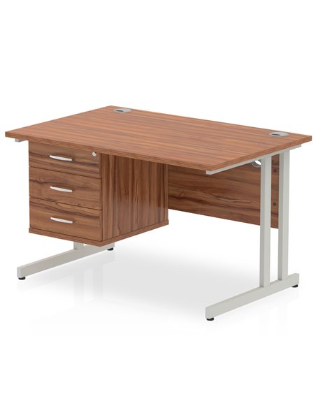 Dynamic Impulse 1200 x 800mm Straight Office Desk Walnut Top Cantilever 1 x 3 Drawer Fixed Pedestal MI001927 - pic 74255 | FastDaddyshop