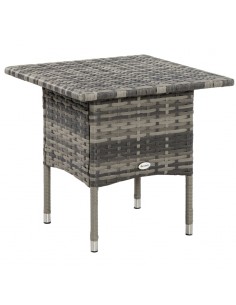 Outsunny Rattan Coffee Table with Plastic Board Under the Full Woven Table Top, Mixed Grey