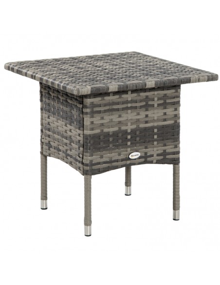 Outsunny Rattan Coffee Table with Plastic Board Under the Full Woven Table Top, Mixed Grey - pic 7426 | FastDaddyshop