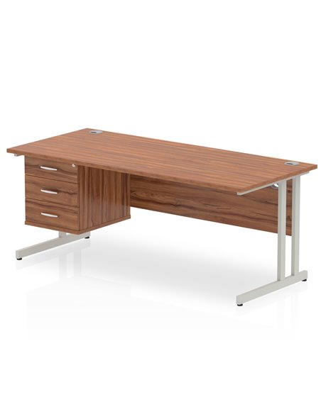 Dynamic Impulse 1800 x 800mm Straight Office Desk Walnut Top Cantilever 1 x 3 Drawer Fixed Pedestal MI001930 - pic 74261 | FastDaddyshop