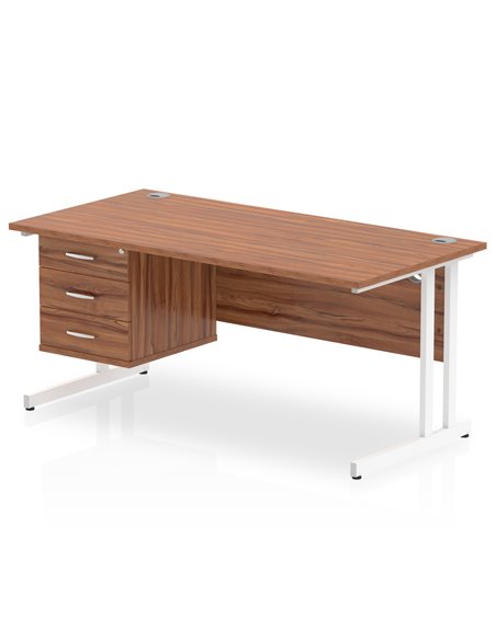 Dynamic Impulse 1600 x 800mm Straight Office Desk Walnut Top Cantilever 1 x 3 Drawer Fixed Pedestal MI001933 - pic 74267 | FastDaddyshop