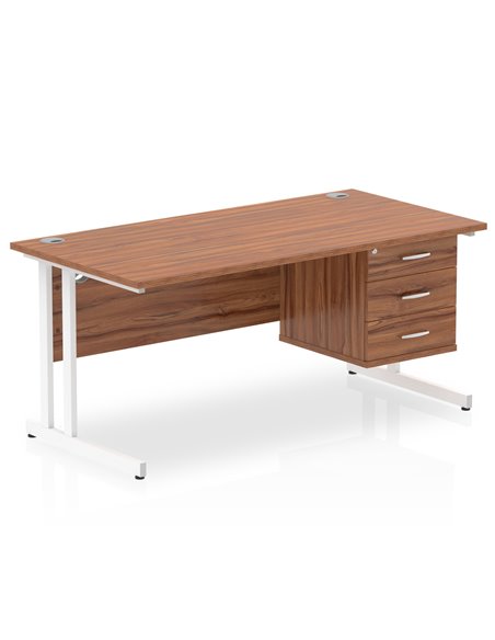 Dynamic Impulse 1600 x 800mm Straight Office Desk Walnut Top Cantilever 1 x 3 Drawer Fixed Pedestal MI001933 - pic 74268 | FastDaddyshop