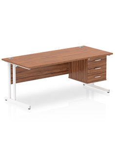 Dynamic Impulse 1800 x 800mm Straight Office Desk Walnut Top Cantilever 1 x 3 Drawer Fixed Pedestal MI001934 2