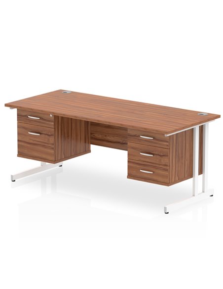 Dynamic Impulse 1600 x 800mm Straight Office Desk Walnut Top Cantilever 1 x 2 Drawer 1 x 3 Drawer Fixed Pedestal MI001957 - pic 74283 | FastDaddyshop