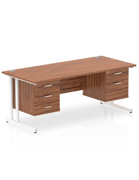 Dynamic Impulse 1600 x 800mm Straight Office Desk Walnut Top Cantilever 1 x 2 Drawer 1 x 3 Drawer Fixed Pedestal MI001957 - pic 74284 | FastDaddyshop