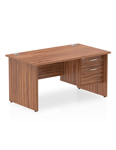 Dynamic Impulse 1400 x 800mm Straight Office Desk Walnut Top Panel End 1 x 2 Drawer Fixed Pedestal MI001970 - pic 74290 | FastDaddyshop
