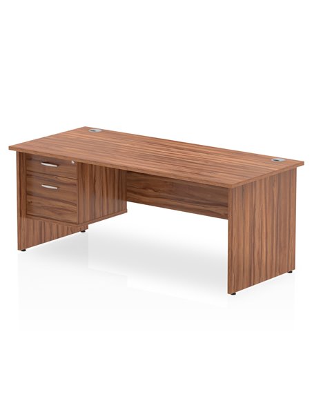 Dynamic Impulse 1800 x 800mm Straight Office Desk Walnut Top Panel End 1 x 2 Drawer Fixed Pedestal MI001972 - pic 74293 | FastDaddyshop