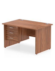Dynamic Impulse 1200 x 800mm Straight Office Desk Walnut Top Panel End 1 x 3 Drawer Fixed Pedestal MI001973