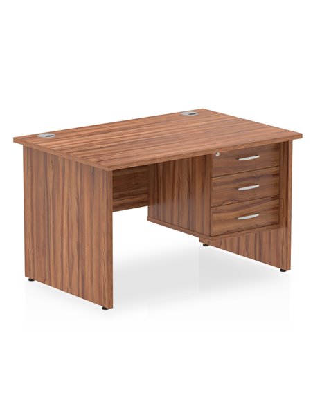 Dynamic Impulse 1200 x 800mm Straight Office Desk Walnut Top Panel End 1 x 3 Drawer Fixed Pedestal MI001973 - pic 74296 | FastDaddyshop