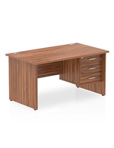 Dynamic Impulse 1400 x 800mm Straight Office Desk Walnut Top Panel End 1 x 3 Drawer Fixed Pedestal MI001974 2