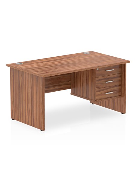 Dynamic Impulse 1400 x 800mm Straight Office Desk Walnut Top Panel End 1 x 3 Drawer Fixed Pedestal MI001974 - pic 74298 | FastDaddyshop