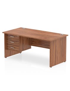 Dynamic Impulse 1600 x 800mm Straight Office Desk Walnut Top Panel End 1 x 3 Drawer Fixed Pedestal MI001975