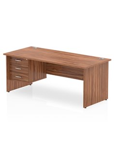 Dynamic Impulse 1800 x 800mm Straight Office Desk Walnut Top Panel End 1 x 3 Drawer Fixed Pedestal MI001976