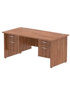 Dynamic Impulse 1600 x 800mm Straight Office Desk Walnut Top Panel End 2 x 2 Drawer Fixed Pedestal MI001979