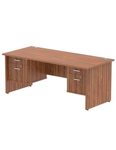 Dynamic Impulse 1800 x 800mm Straight Office Desk Walnut Top Panel End 2 x 2 Drawer Fixed Pedestal MI001980