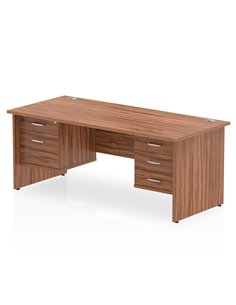 Dynamic Impulse 1600 x 800mm Straight Office Desk Walnut Top Panel End 1 x 2 Drawer 1 x 3 Drawer Fixed Pedestal MI001987