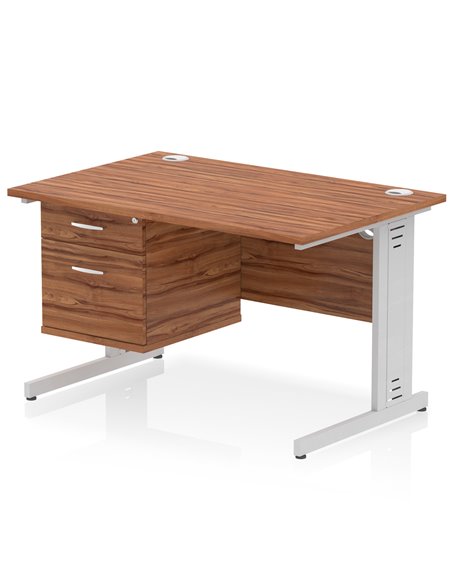 Dynamic Impulse 1200 x 800mm Straight Office Desk Walnut Top Cable Managed 1 x 2 Drawer Fixed Pedestal MI002009 - pic 74311 | FastDaddyshop