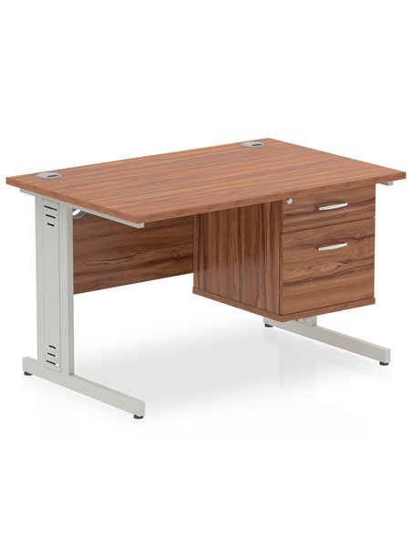 Dynamic Impulse 1200 x 800mm Straight Office Desk Walnut Top Cable Managed 1 x 2 Drawer Fixed Pedestal MI002009 - pic 74312 | FastDaddyshop