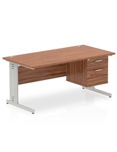 Dynamic Impulse 1400 x 800mm Straight Office Desk Walnut Top Cable Managed 1 x 2 Drawer Fixed Pedestal MI002010 2