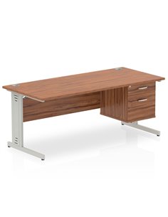 Dynamic Impulse 1600 x 800mm Straight Office Desk Walnut Top Cable Managed 1 x 2 Drawer Fixed Pedestal MI002011 2