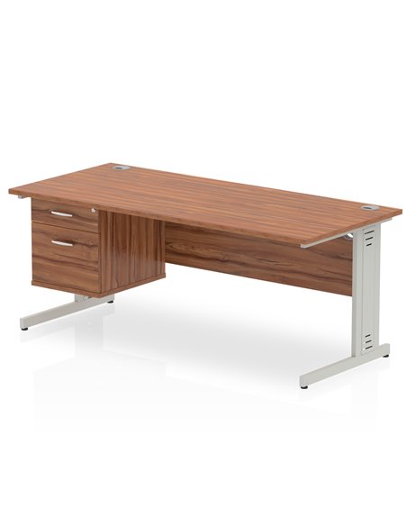 Dynamic Impulse 1800 x 800mm Straight Office Desk Walnut Top Cable Managed 1 x 2 Drawer Fixed Pedestal MI002012 - pic 74317 | FastDaddyshop