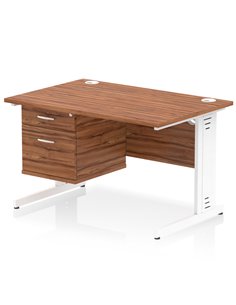 Dynamic Impulse 1200 x 800mm Straight Office Desk Walnut Top Cable Managed 1 x 2 Drawer Fixed Pedestal MI002013