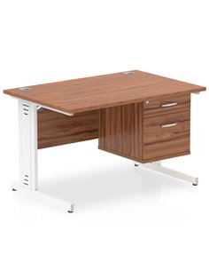 Dynamic Impulse 1200 x 800mm Straight Office Desk Walnut Top Cable Managed 1 x 2 Drawer Fixed Pedestal MI002013 2