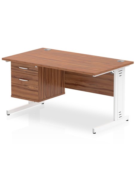 Dynamic Impulse 1400 x 800mm Straight Office Desk Walnut Top Cable Managed 1 x 2 Drawer Fixed Pedestal MI002014 - pic 74321 | FastDaddyshop