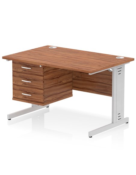 Dynamic Impulse 1200 x 800mm Straight Office Desk Walnut Top Cable Managed 1 x 3 Drawer Fixed Pedestal MI002017 - pic 74327 | FastDaddyshop